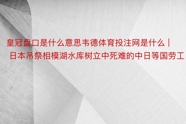 皇冠盘口是什么意思韦德体育投注网是什么 | 日本吊祭相模湖水库树立中死难的中日等国劳工