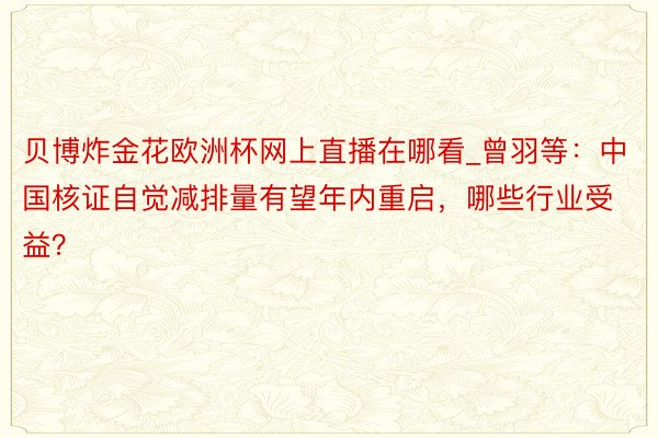 贝博炸金花欧洲杯网上直播在哪看_曾羽等：中国核证自觉减排量有望年内重启，哪些行业受益？